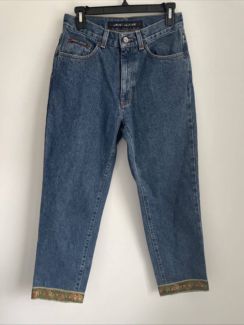 DKNY Jeans Womens 8 27" Inseam Denim Ribbon Cuff Detail F20